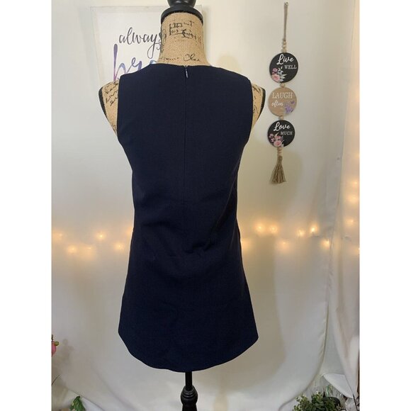 (C-79)Mme & Co Women’s Navy Sleeveless Tunic Dress Size S V-Neck Pockets Casual - Picture 4 of 10
